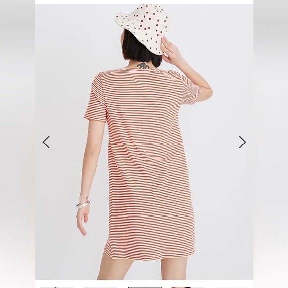Madewell Swingy Tee Dress in Stripe Stretchy A-Line Ribbed Jersey Modal Cotton - Picture 6 of 6